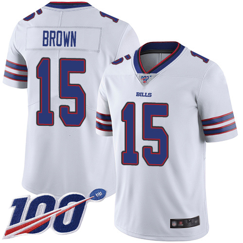 Men Buffalo Bills #15 John Brown White Vapor Untouchable Limited Player 100th Season NFL Jersey->women nfl jersey->Women Jersey
